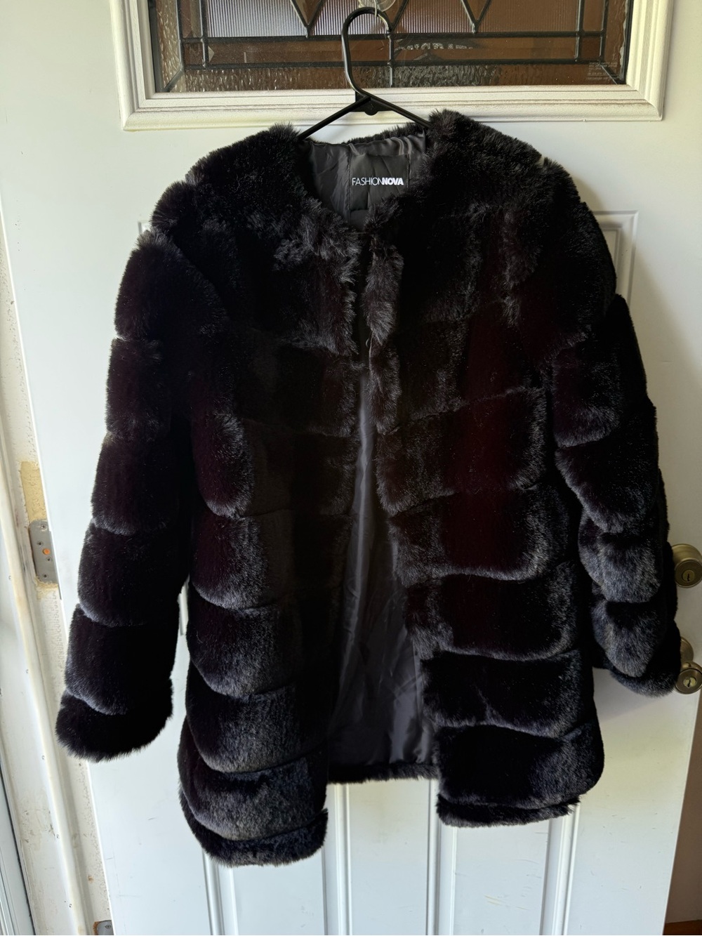 Fashion Nova Black Faux Fur Coat for Women